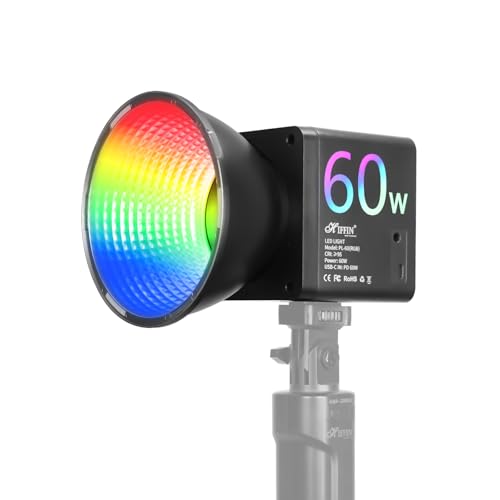 HIFFIN 60W Portable RGB Video Light for Photography & Videography with 2500K–6500K Adjustable CCT, 6700mAh Rechargeable Battery, CRI 95+, 24 Light Effects, Light for Studio, YouTube & Content Creation - Image 1