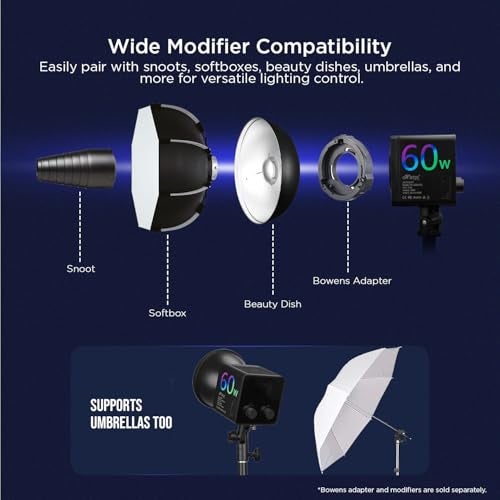 HIFFIN 60W Portable RGB Video Light for Photography & Videography with 2500K–6500K Adjustable CCT, 6700mAh Rechargeable Battery, CRI 95+, 24 Light Effects, Light for Studio, YouTube & Content Creation - Image 3