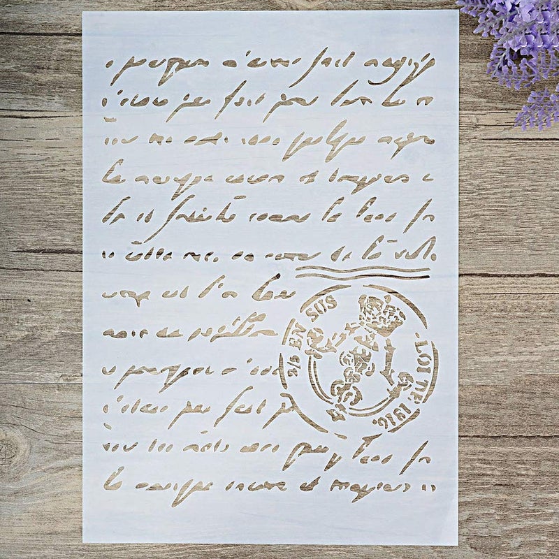 SLGIFT DIY Decorative French Script Stencil Template for Painting on Walls Furniture Crafts A4 Size