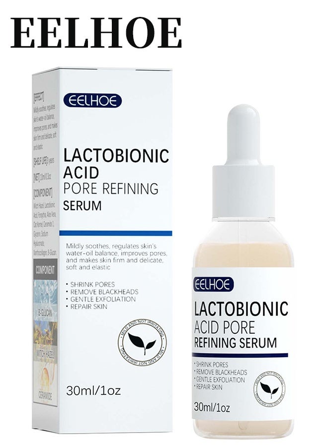 EELHOE Lactobionic Acid Pore Refining Serum, Pore Shrinking Rejuvenates The Skin Moisturizing And Moisturizing Gently Shrinks And Refines Pores Hydrating Face Organic 30ml - Image 1