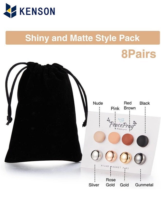 كِينْسُون 8 أزواج من دبابيس الحجاب المغناطيسية القوية الممتازة ، ومغناطيس الحجاب متعدد الاستخدامات بدون عقبة ، ودبابيس الحجاب المغناطيسية الاحترافية بدون دبابيس ، وحزمة نمط لامع وغير لامع - Image 4