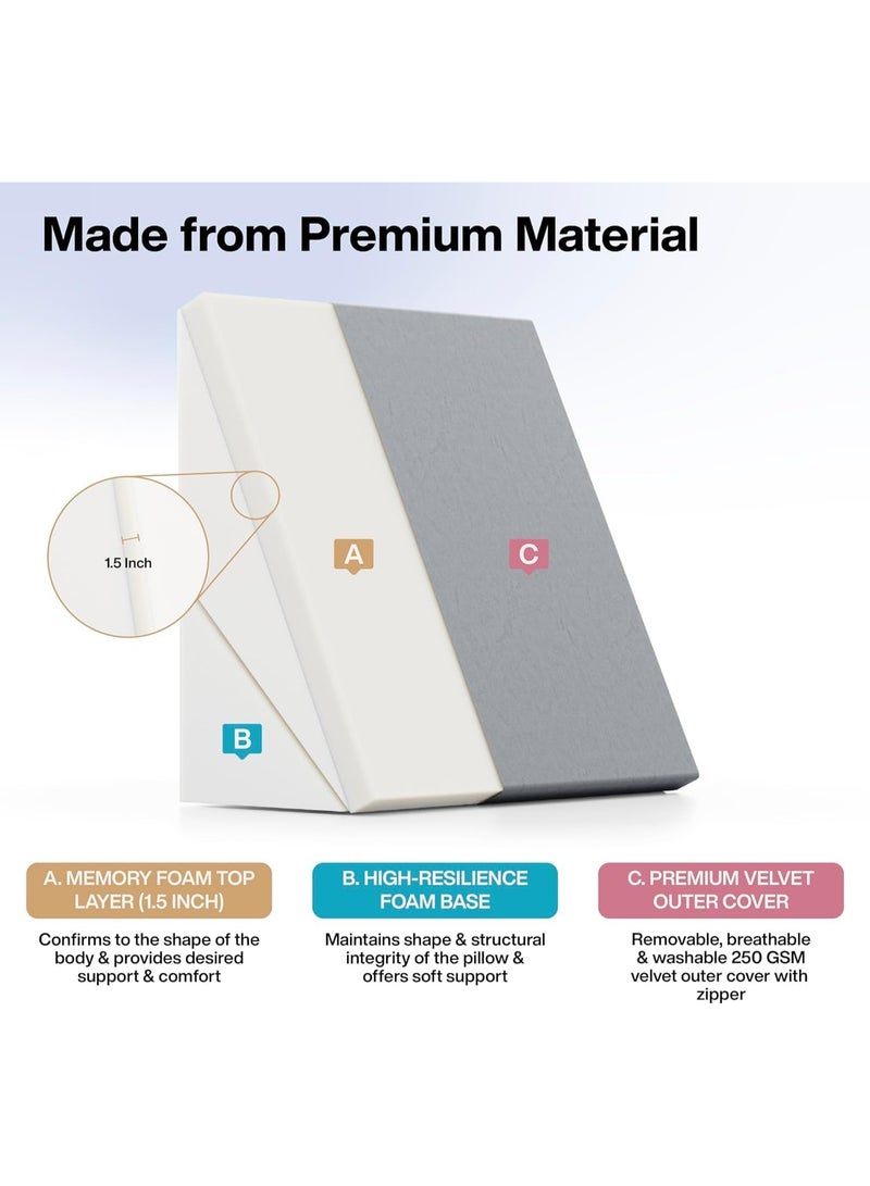 سعودي ديل وسادة إسفينية ميموري فوم 7 في 1 قابلة للتعديل لارتجاع المريء وآلام الظهر والشخير – تصميم متعدد الوضعيات قابل للطي - Image 4