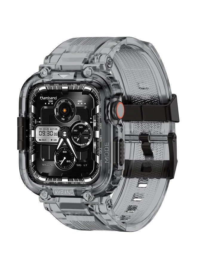 amBand Bands Compatible with Apple Watch 9/8/7 45mm, M1 Sport Series Rugged Case with TPU Strap Military Protective Tough Cover Bumper for iWatch SE2/SE/6/5/4/3 44mm 42mm Men Crystal Black - Image 1