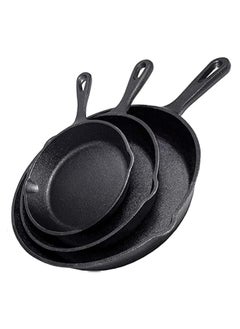 Cast Iron Skillet 3-Piece Set - Best Heavy-Duty Professional Restaurant Chef Quality Pre-Seasoned Pan Cookware Set - 10", 8", 6" Pans