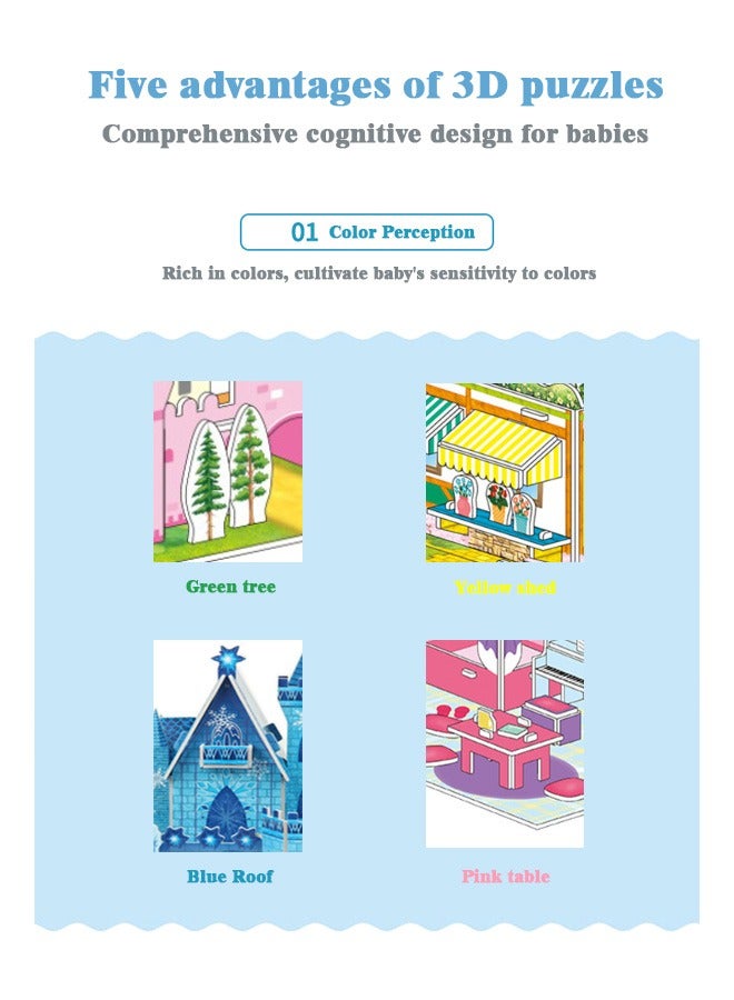 Ssovi 3D Puzzle Children's Parent-child Toys Building House Handmade Educational Paper Model Girl Gift Assembly（4 Sets of Pictures） - Image 3
