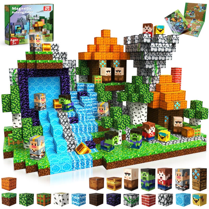 Goody King 200 Pcs Magnetic Blocks Set STEM Sensory Magnet Toys for Kids Age 3 Montessori Learning Toy Building Set for Toddlers Magnetic Cubes Construction Kit Birthday Gift for Boys Girls Kids - Image 3