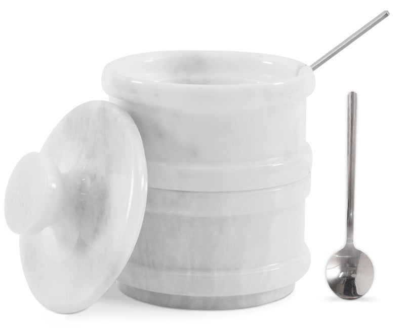 Radicaln Handmade Marble White 55 Dual Salt Cellar Brown Sugar Keeper 23 Each Herb Jar Salt Dish Kitchen Accesorries Ideal For Jewelry Butter Sugar Home Dcor