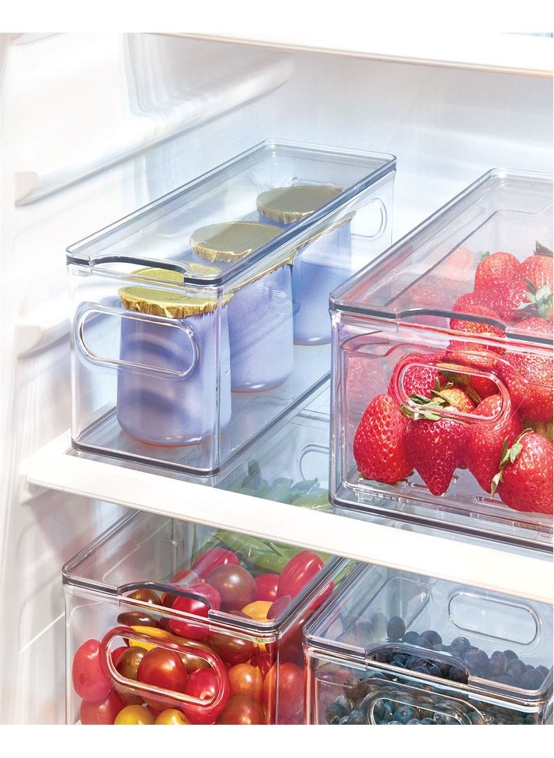 The Home Edit Narrow Fridge Bin Clear Storage Organizer for Refrigerator Slim Space Saving Pantry Fridge Organizer Bin for Food Drinks Kitchen Storage BPA Free Stackable Container - Image 2