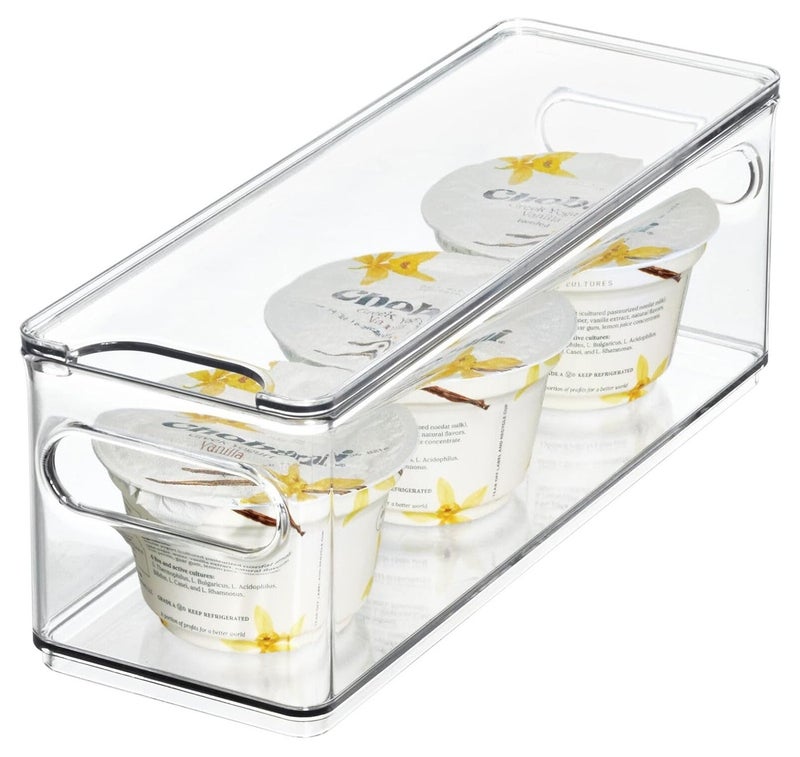 The Home Edit Narrow Fridge Bin Clear Storage Organizer for Refrigerator Slim Space Saving Pantry Fridge Organizer Bin for Food Drinks Kitchen Storage BPA Free Stackable Container - Image 1