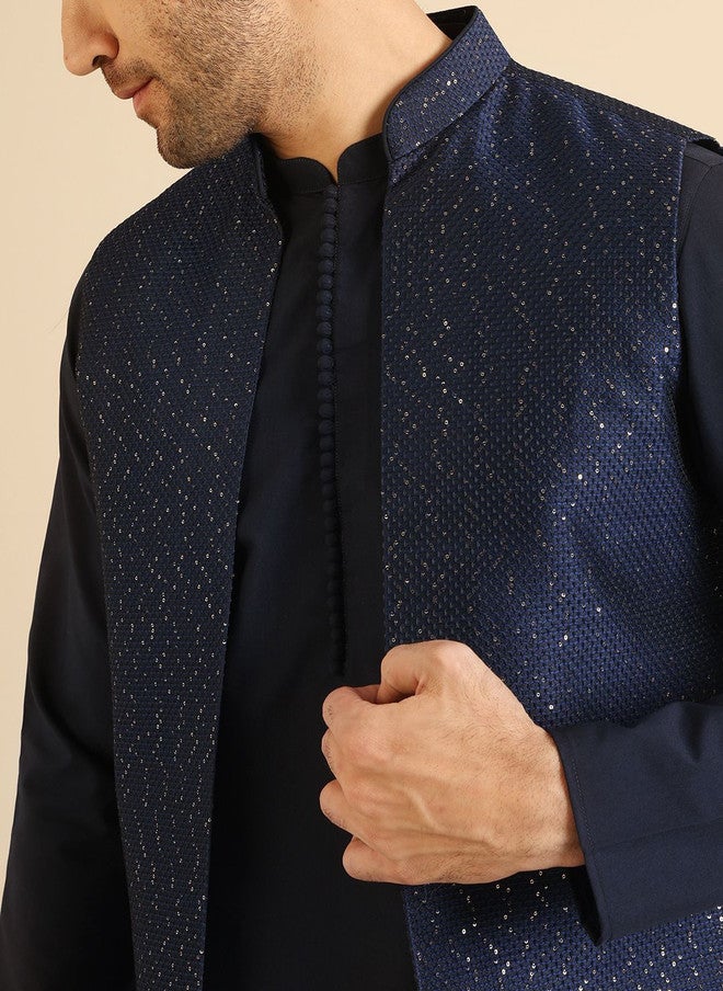KISAH Men Regular Kurta with Trousers and Nehru Jacket - Image 2