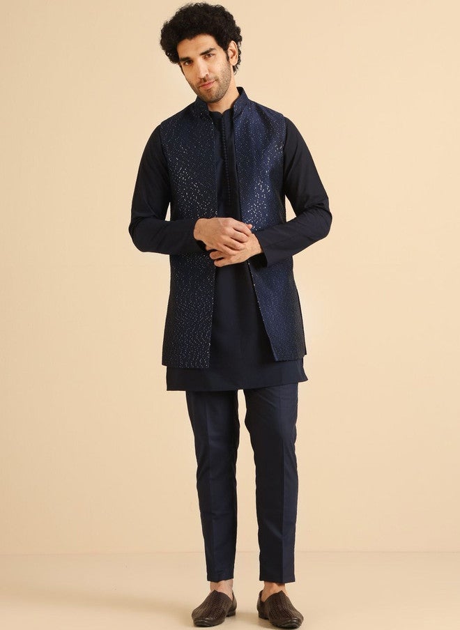 KISAH Men Regular Kurta with Trousers and Nehru Jacket - Image 1