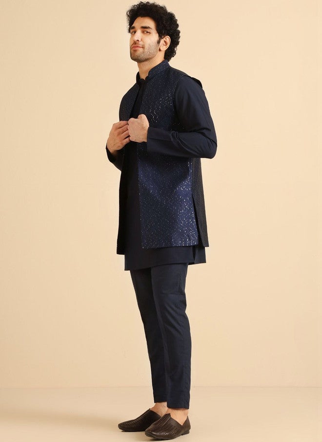 KISAH Men Regular Kurta with Trousers and Nehru Jacket - Image 5