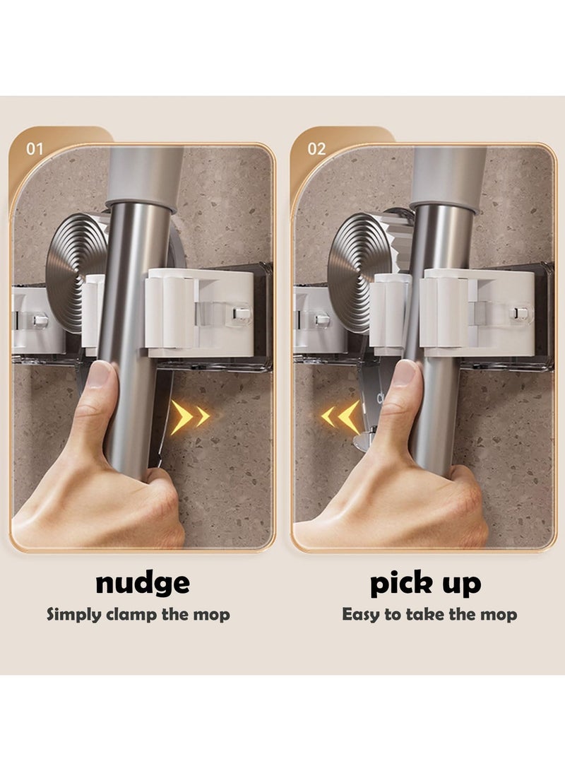 CMGTYYD 2Pcs Wall Mounted Broom Holder, No Drill Reusable Mop Rack, Broom Hanger Mop Stand for Towels Brushes Kitchen Utensils, User-Friendly with Secure Grip Bathroom Tool - Image 2
