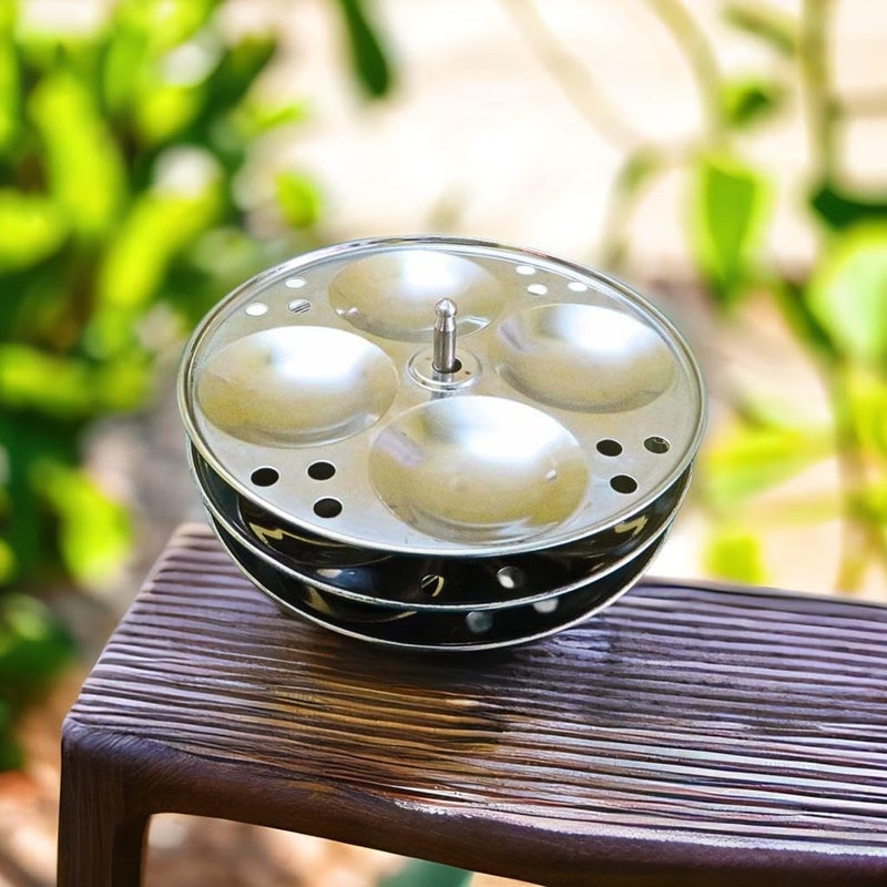 Stainless Steel Idli Maker Stand - 3 Plate, 12 Cavity Idly Rack with Holes for Pressure Cooker, Non-Stick, Heavy Duty Idli Plates for Outer Lid Cookers  - Image 5