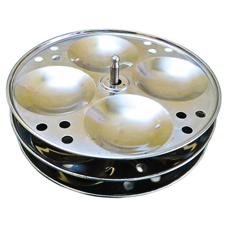 Stainless Steel Idli Maker Stand - 3 Plate, 12 Cavity Idly Rack with Holes for Pressure Cooker, Non-Stick, Heavy Duty Idli Plates for Outer Lid Cookers  - Image 1