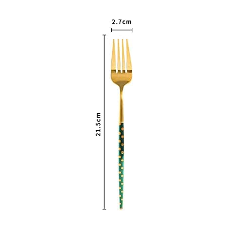 Iktu Premium Gold Plated 304 Stainless Steel Fork Spoon Chopstick Set Flatware Dinnerware Cutlery Tableware Set (Dotted Green) - Image 5