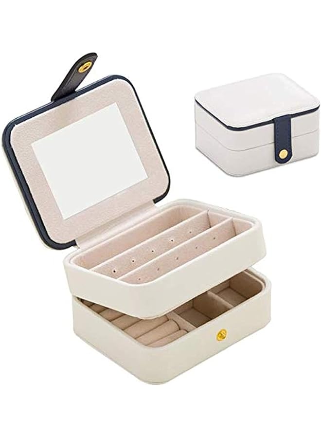 Zaboon صندوق تنظيم السفر المحمول لحفظ المجوهرات مع مرآة والجلد البيئي لحفظ الأقراط، أحمر الشفاه، قلادة، سوار، خواتم وغيرها - Image 1