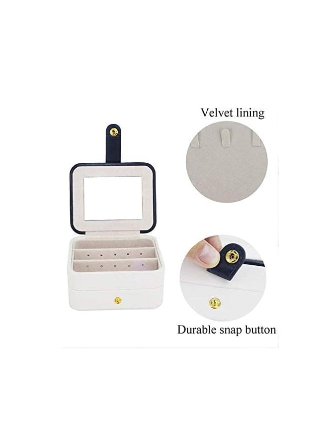 Zaboon صندوق تنظيم السفر المحمول لحفظ المجوهرات مع مرآة والجلد البيئي لحفظ الأقراط، أحمر الشفاه، قلادة، سوار، خواتم وغيرها - Image 2