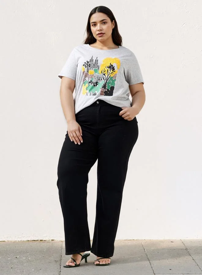  أولا بوبكن Plus Size Ulla Popken Printed T-shirt