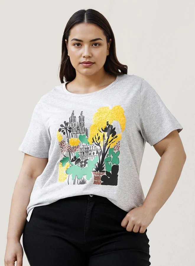  أولا بوبكن تي شيرت مطبوع مقاس كبير من أولا بوبكن