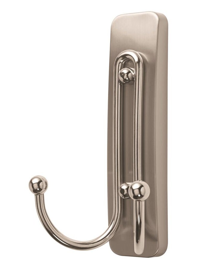 Command Bath Satin Nickel Large Double Hook Silver color, 1 Hook+2 Strips/pack | Holds 1.8kg | Water-Resistant Strips | Organize | Decoration | No Tools | Holds Strongly | Damage-Free Hanging - Image 2