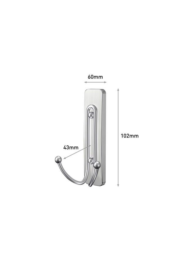 Command Bath Satin Nickel Large Double Hook Silver color, 1 Hook+2 Strips/pack | Holds 1.8kg | Water-Resistant Strips | Organize | Decoration | No Tools | Holds Strongly | Damage-Free Hanging - Image 3