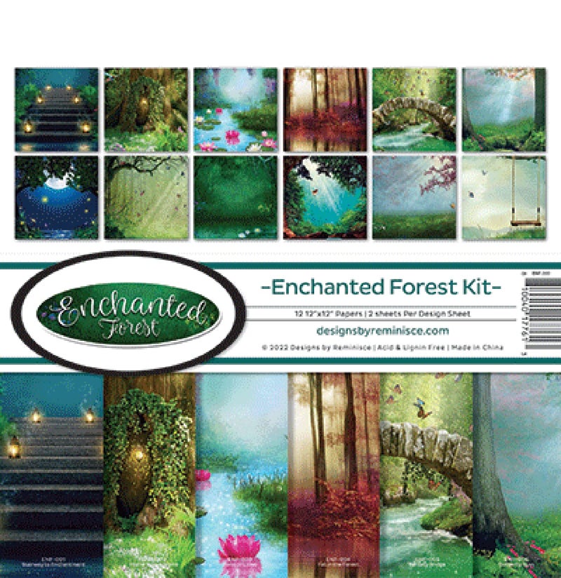 Reminisce Enchanted Forest Scrapbook Collection Kit White 12x12 inches