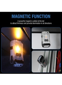 BORUIT V15 LED Keychain EDC Fluorescence Flashlight Clip Warm Work Light Type-C Rechargeable Torch Magnet Camping Pocket Lantern (White)  - Image 3