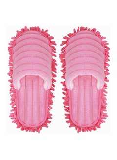 Y&D Mop Socks Lazy Slippers Walking Cleaning Indoors Warm Shoes Home Dust Floor Polishing Chenille Hair Clean for Kitchen House Office S Pink  - Image 1