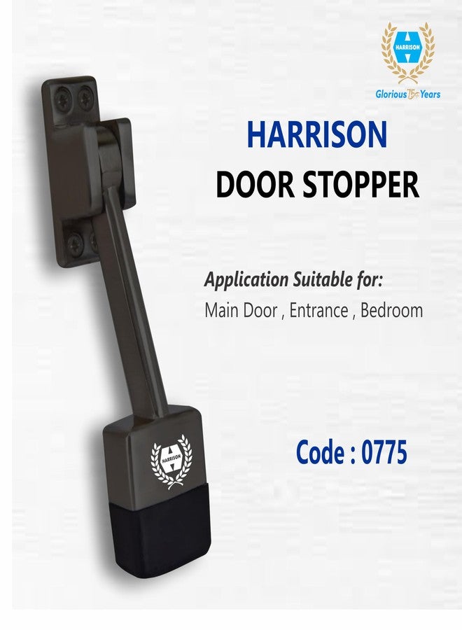 HARRISON 0775 Premium Zinc 4.5 inch Door Stopper Rubber Tip Powerful Working with Screw | Wooden Door Stopper to Stop Door for All Door Home | Office, Hotel (Black Finish, Pack of 1) - Image 3