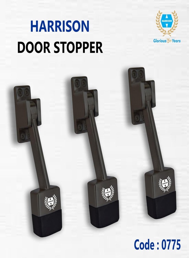 HARRISON 0775 Premium Zinc 4.5 inch Door Stopper Rubber Tip Powerful Working with Screw | Wooden Door Stopper to Stop Door for All Door Home | Office, Hotel (Black Finish, Pack of 1) - Image 4