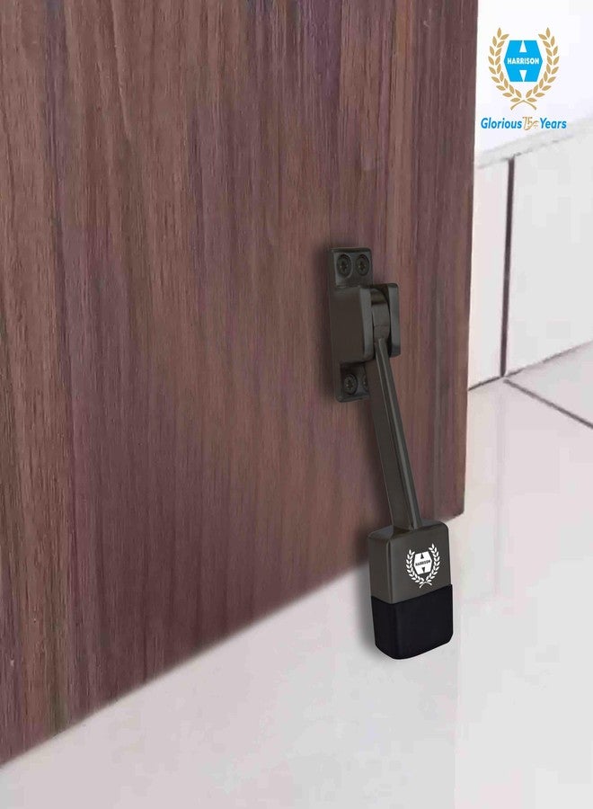 HARRISON 0775 Premium Zinc 4.5 inch Door Stopper Rubber Tip Powerful Working with Screw | Wooden Door Stopper to Stop Door for All Door Home | Office, Hotel (Black Finish, Pack of 1) - Image 1