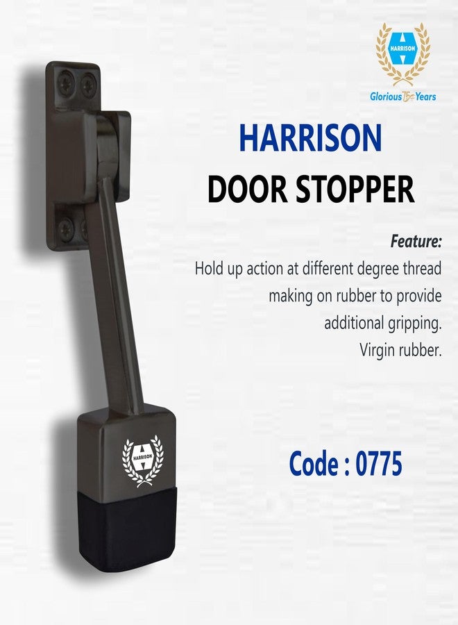 HARRISON 0775 Premium Zinc 4.5 inch Door Stopper Rubber Tip Powerful Working with Screw | Wooden Door Stopper to Stop Door for All Door Home | Office, Hotel (Black Finish, Pack of 1) - Image 2