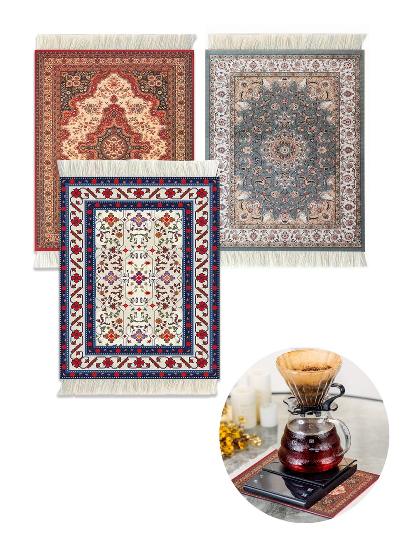YIXUAN 3Pcs Coffee Mat Coffee Cup Mat Coffee Mug MatTable Mat Mouse Pad Rubber Rectangle 27x18x0.5 cm  - Image 1