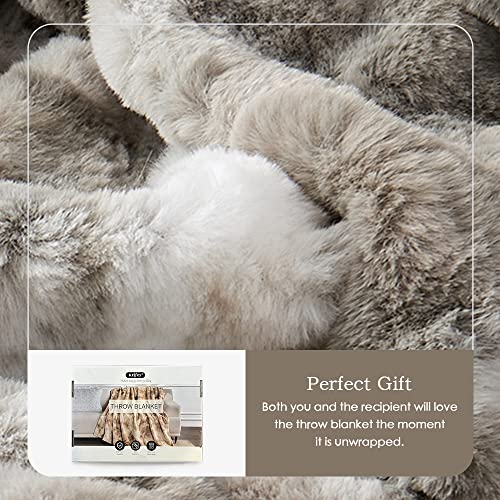 Krifey Oversized Faux Fur Blanket, Super Soft Cozy Blanket, Luxury Fluffy Throw Blanket Fuzzy Bed Throw, Plush Christmas Birthday Gifts for Women, Room Home Dorm Decor, Marbled Gray 60" x 80" - Image 5