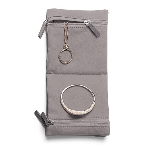 Kelendle Jewelry Organizer Bag with Zipper - Women Jewelry Organizer Foldable Jewelry Display Pouch Jewelry Storage Case for Necklaces Earrings Rings Bracelets Gray - Image 2