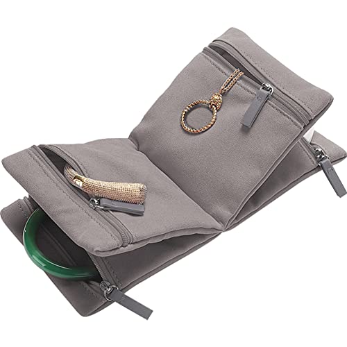 Kelendle Jewelry Organizer Bag with Zipper - Women Jewelry Organizer Foldable Jewelry Display Pouch Jewelry Storage Case for Necklaces Earrings Rings Bracelets Gray - Image 1