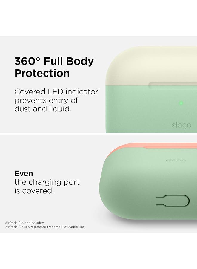Elago Duo Hang Case For Airpods Pro Top Classic White Peach Bottom Pastel Green - Image 4