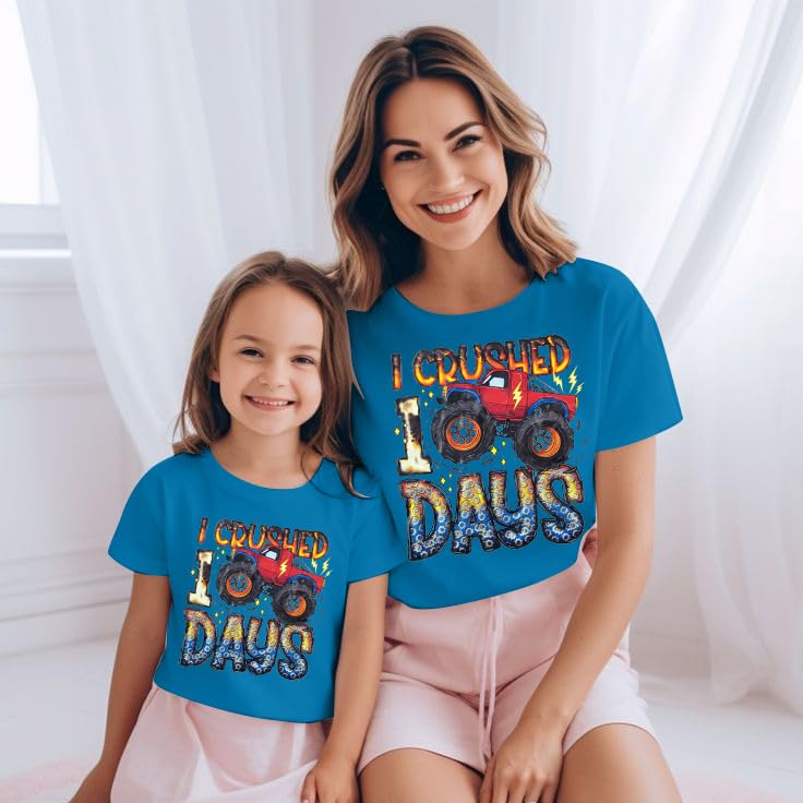 LUKYCILD Kids 100 Days of School Shirt Girl 100th Day of School Tshirt Toddler Funny Graphic Tee Top Blue - Image 4