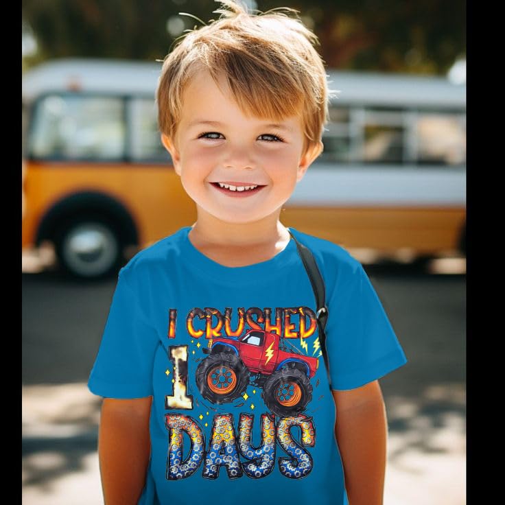 LUKYCILD Kids 100 Days of School Shirt Girl 100th Day of School Tshirt Toddler Funny Graphic Tee Top Blue - Image 2