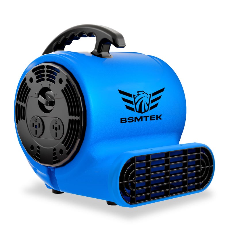 BSMTEK Air Mover Blower Fan, Industrial 1/3HP 1200CFM Monster Floor Blower Carpet Dryers - 3 Speeds Switch, 4 Adjustable Angles, 10FT Long Cord, Stackable - 2026 Upgraded - Image 1