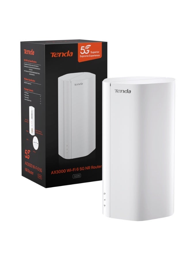 Tenda 5G CPE NR Router, WiFi 6 Dual Band Home SIM Router, 4.67Gbps Download Speed, Wi-Fi speeds 2402Mbps/5GHz+ 574Mbps/2.4GH,Easy Connect And Management, One-click Mesh, Support Over 160 Devices,5G06 White Whie - Image 1
