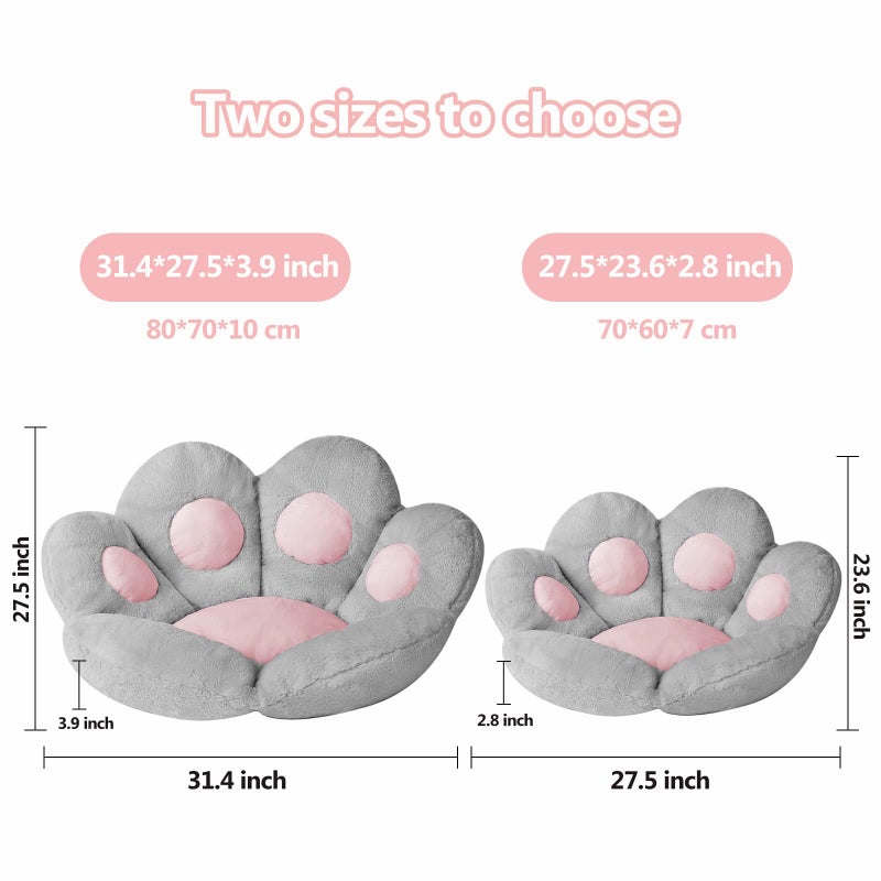 Ditucu Cat Paw Cushion Kawaii Chair Cushions 27.5 x 23.6 inch Cute Stuff Seat Pad Comfy Lazy Sofa Office Floor Pillow for Gaming Chairs Room Decor Grey - Image 3