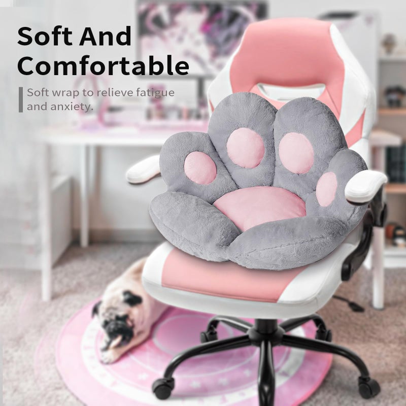 Ditucu Cat Paw Cushion Kawaii Chair Cushions 27.5 x 23.6 inch Cute Stuff Seat Pad Comfy Lazy Sofa Office Floor Pillow for Gaming Chairs Room Decor Grey - Image 2