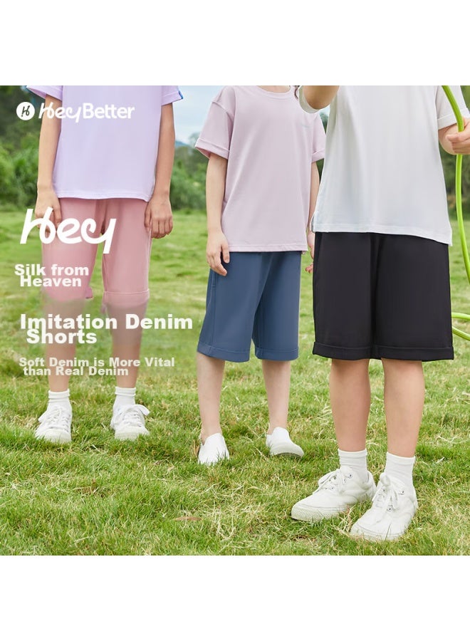 Heybetter Children's Denim-like Shorts, Moisture-wicking Quick-dry Soft Boys And Girls Sports Shorts, Starfish , Size 150 - Image 2