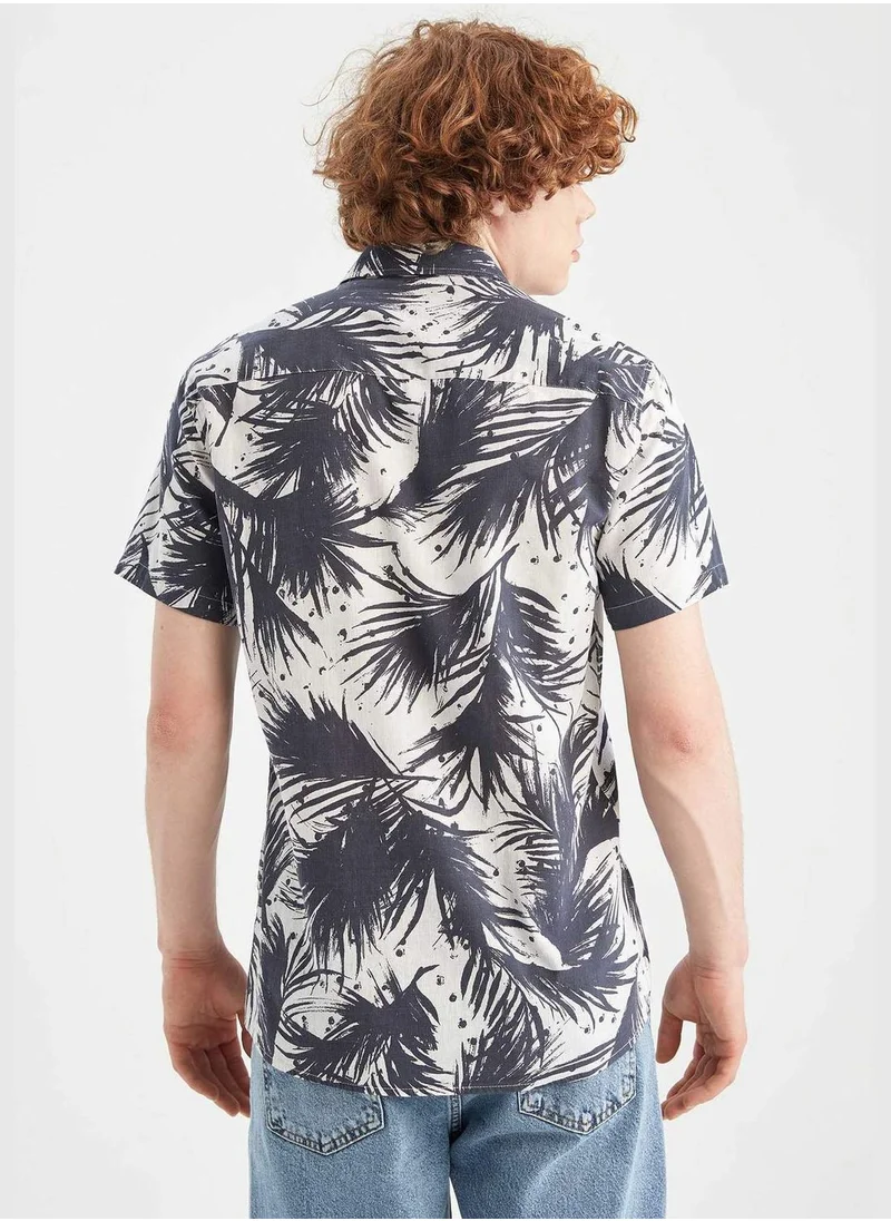 DeFacto Slim Fit Palm Print Poplin Shirt