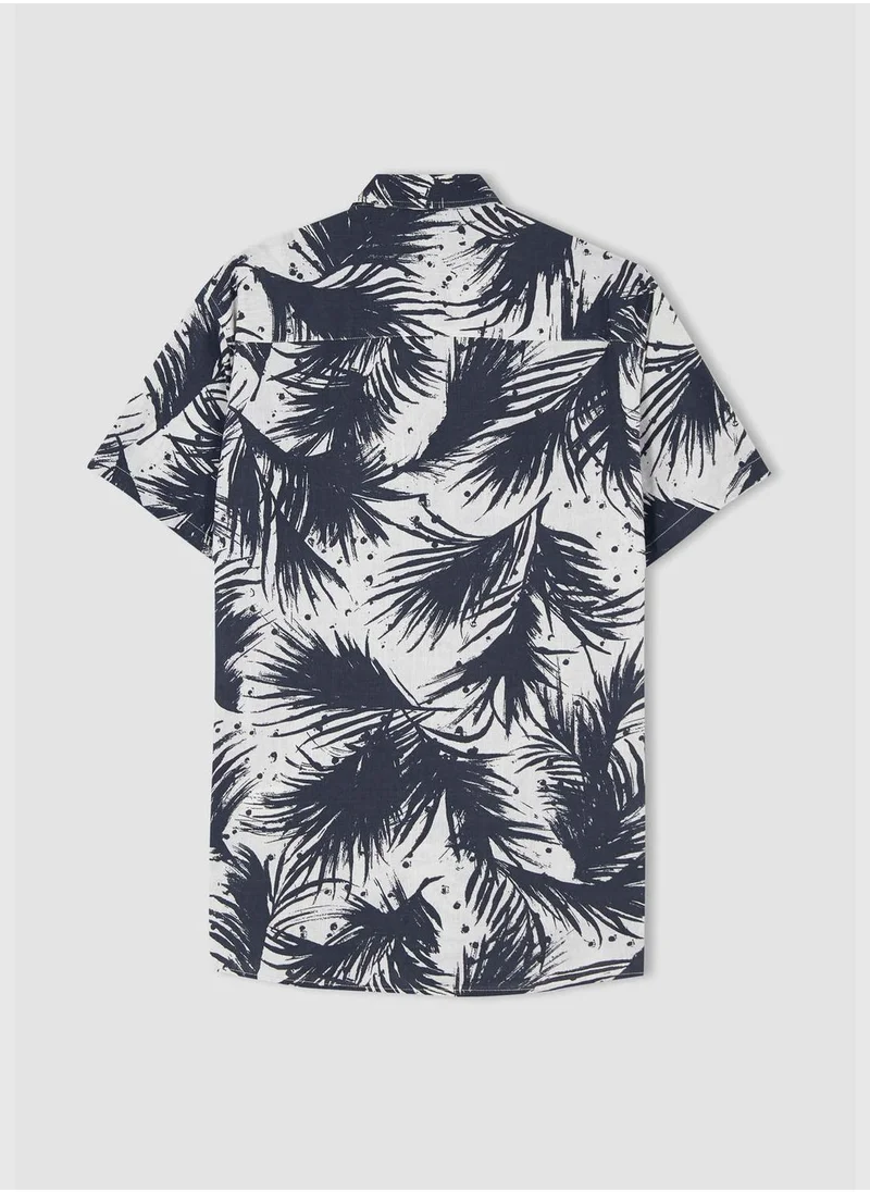 DeFacto Slim Fit Palm Print Poplin Shirt