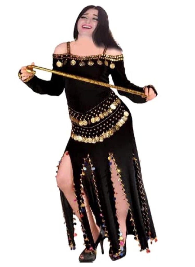 نانسي - بدل رقص مصري متيرة، اسود، One Size - Image 1