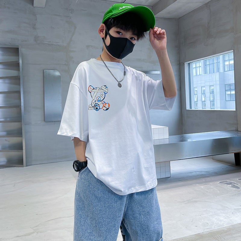 Cartoon Heavyweight Pure Cotton Short-Sleeve T-Shirt For Older Children, Summer Trendy Brand Boys' Loose Half-Sleeve Top, 2026 New Model - Image 5
