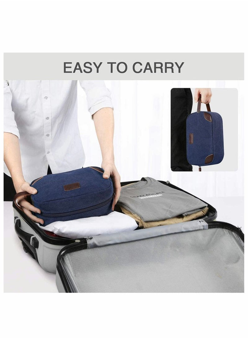 Excefore - Travel Toiletry Bag, Men's Travel Organizer Kit, Shaving Dopp Kit Bathroom Bag, Canvas Toiletry Organizer Bag, Canvas Cosmetic Organizer for Makeup, Shampoo, with Handle - Image 1